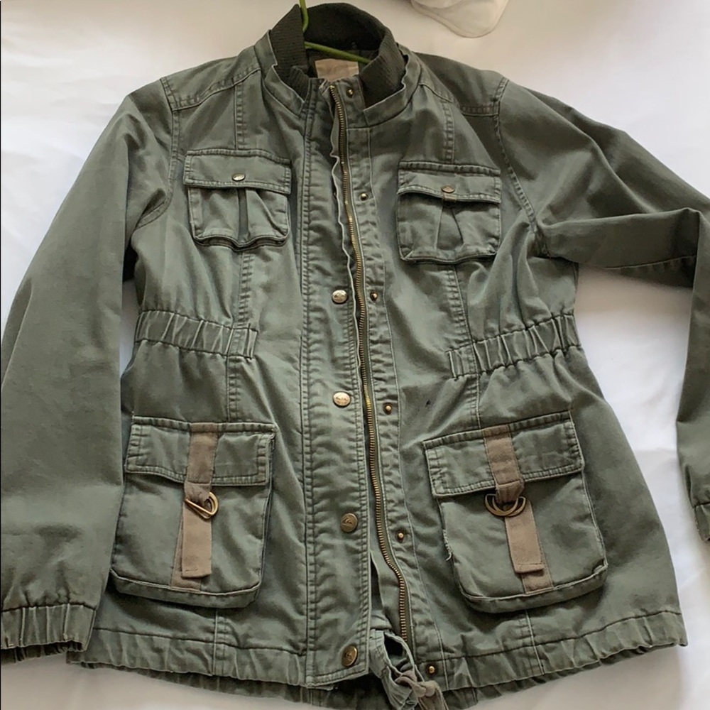 Quicksilver olive green utility jacket. Size M